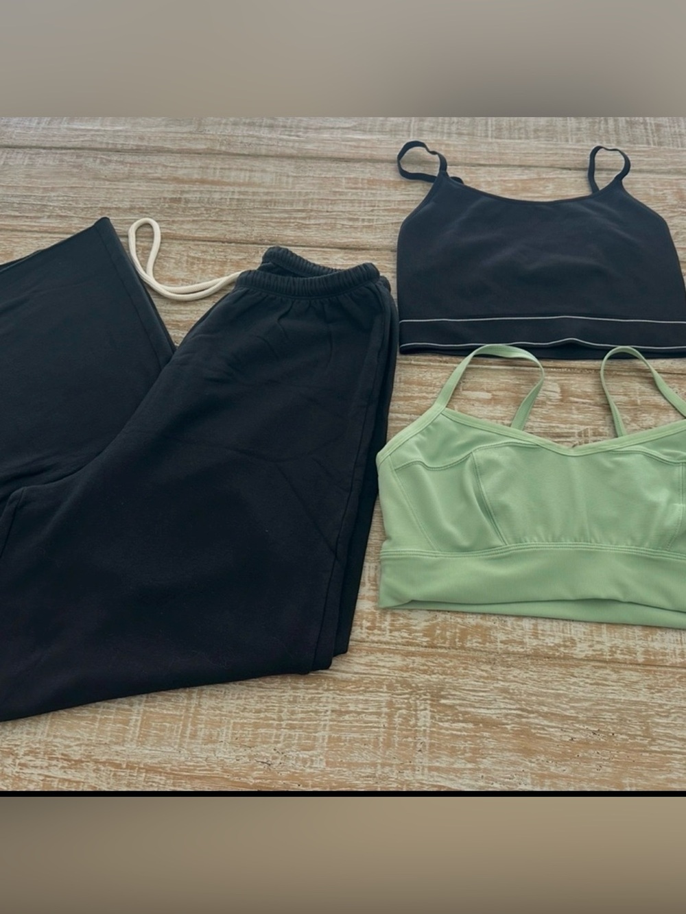 BUNDLE Offline by Aerie.. Black Active Wide-leg pants, black and Mint Bralette